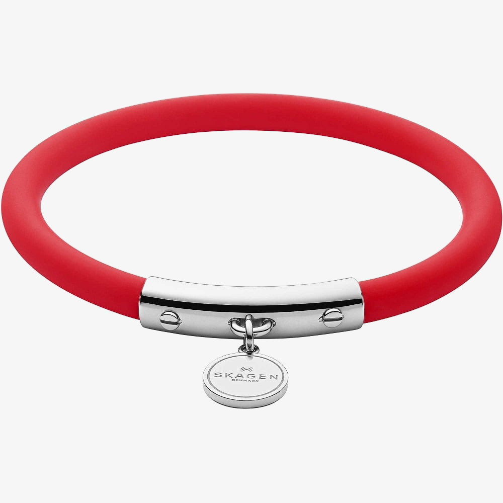 Skagen Blakely Red Silicone and Silver-Tone Bracelet SKJ1280040