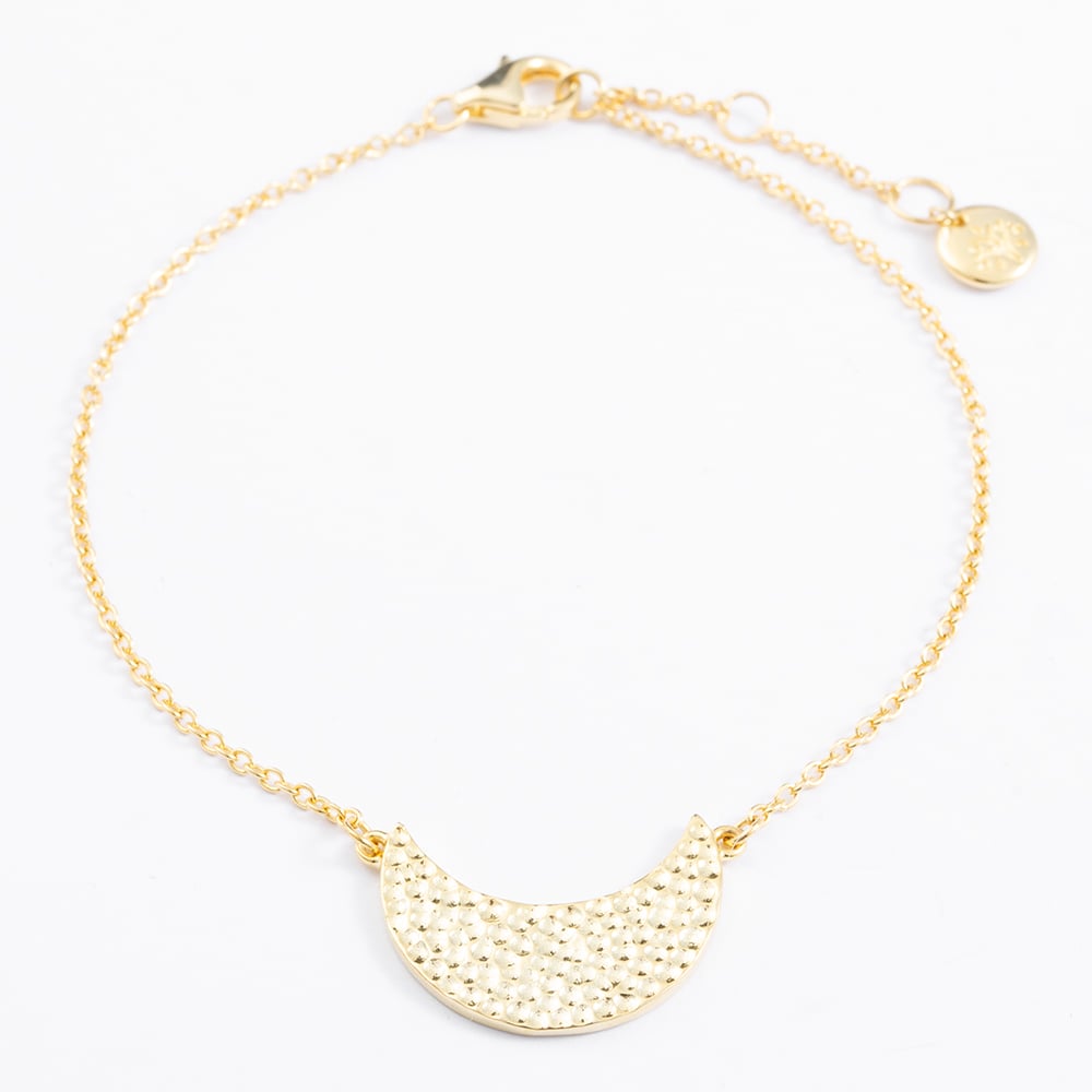 Rachel Galley Gold Plated Hammered Moon Chain Bracelet 3168989