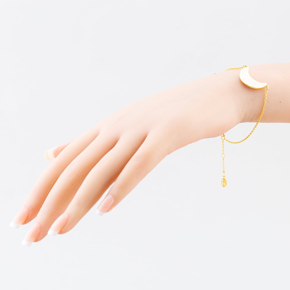 Rachel Galley Gold Plated Hammered Moon Chain Bracelet 3168989
