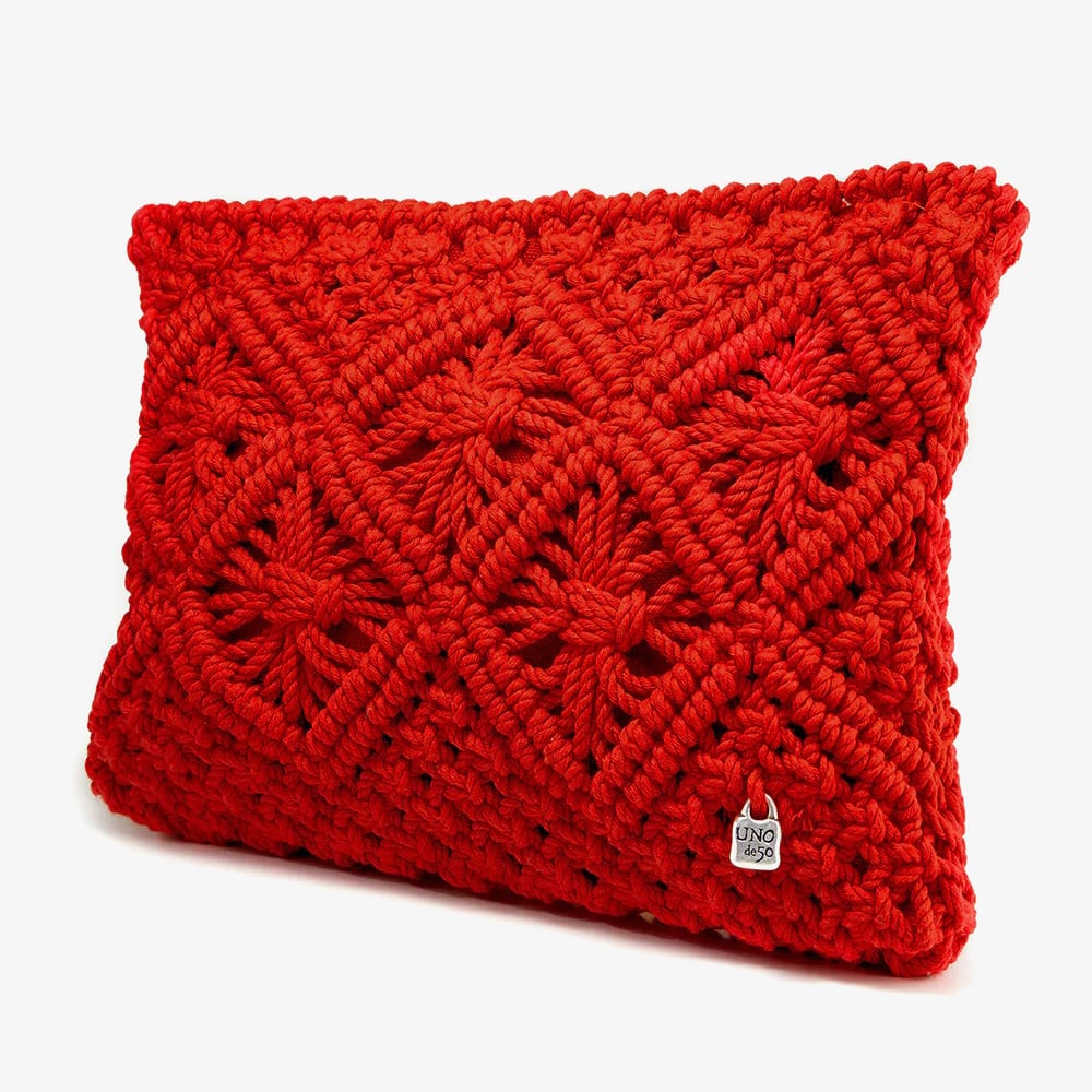 UNOde50 Summer 22 Red Crochet Clutch Bag MKTPRO0221