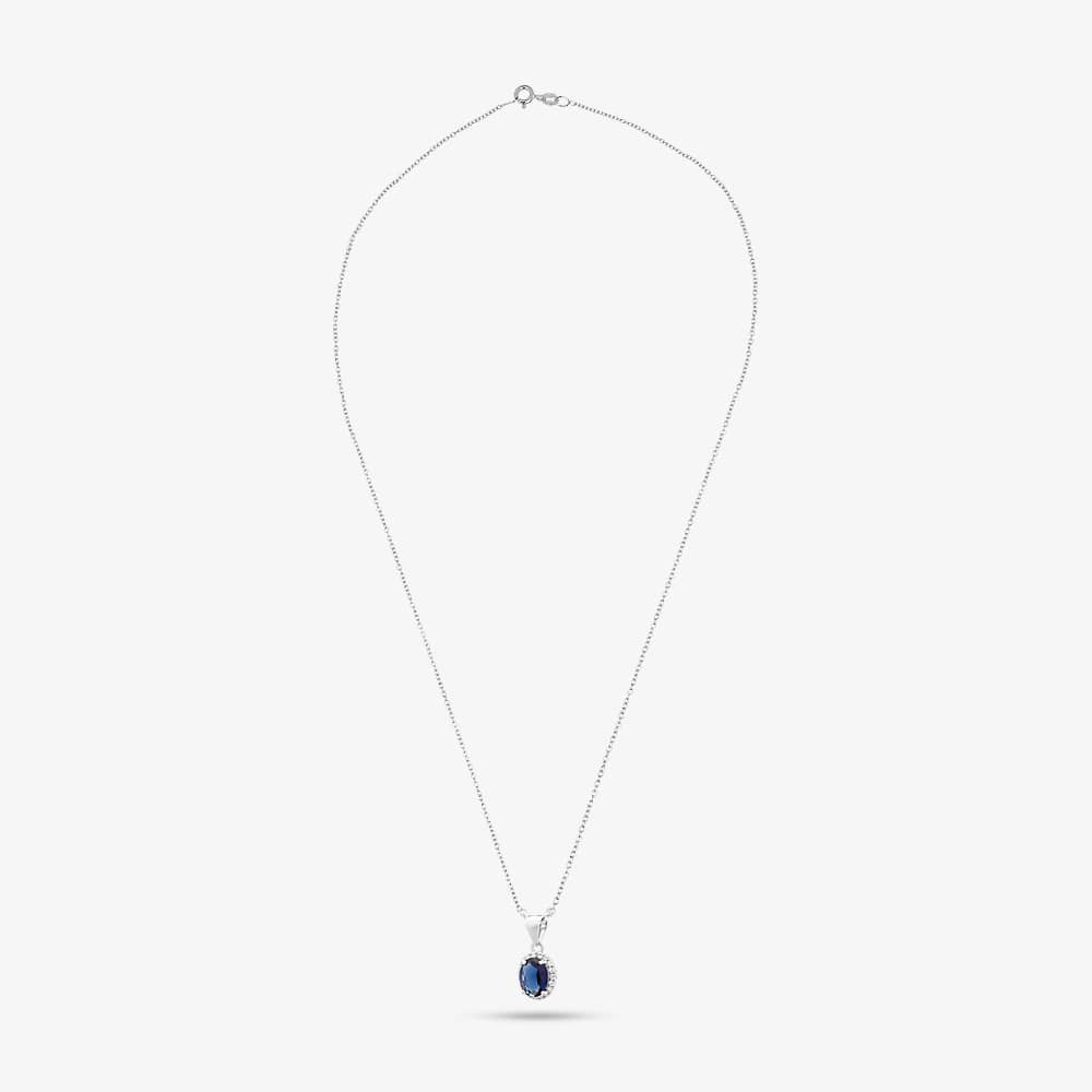 Silver Oval Blue Crystal Pendant P611333