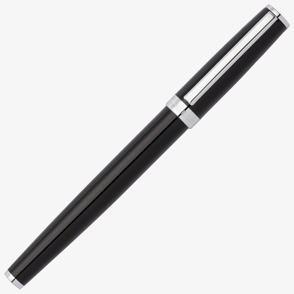 BOSS Gear Icon Black & Chrome Plated Fountain Pen HSN2542A