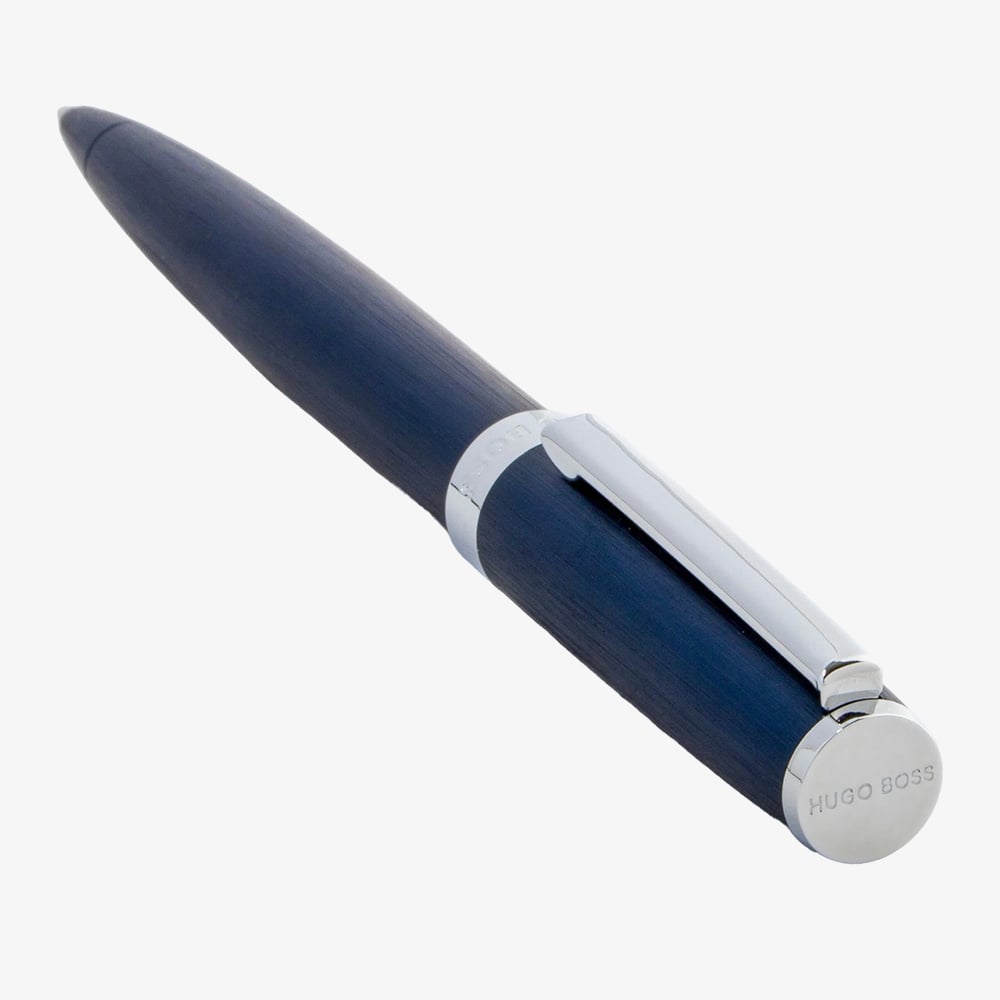 BOSS Gear Silhouette Brushed Navy Ballpoint Pen HTH4414N