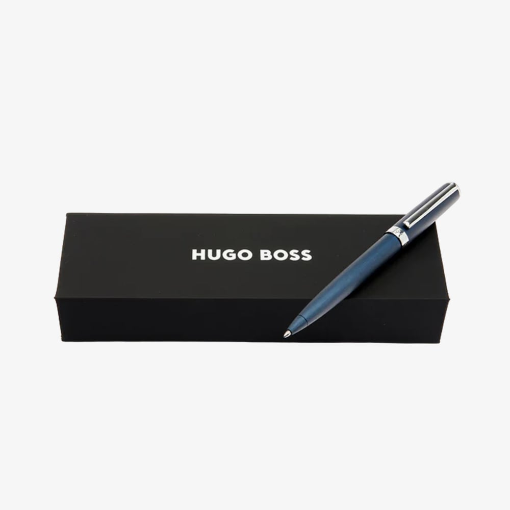 BOSS Gear Silhouette Brushed Navy Ballpoint Pen HTH4414N