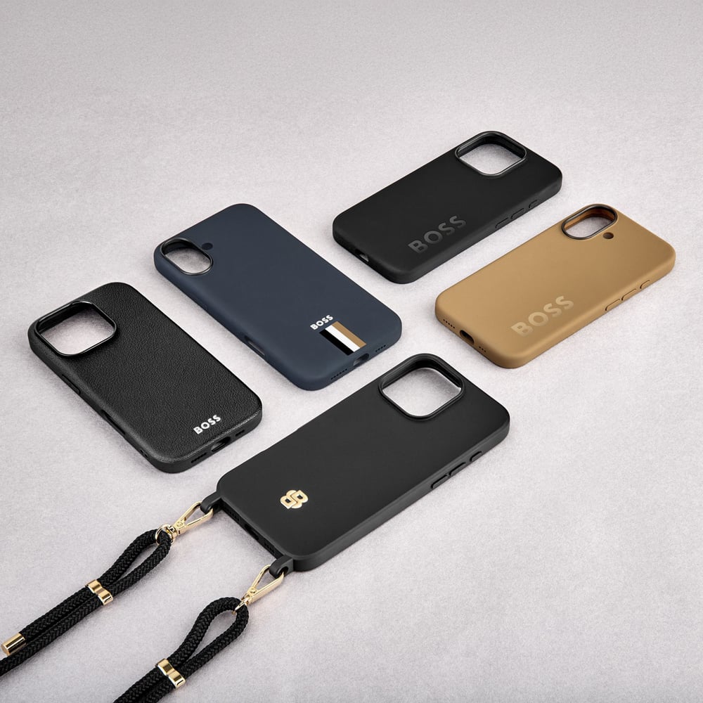 BOSS Double B Black & Gold iPhone Case With Strap HEH520A16N