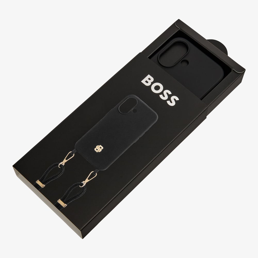BOSS Double B Black & Gold iPhone Case With Strap HEH520A16N
