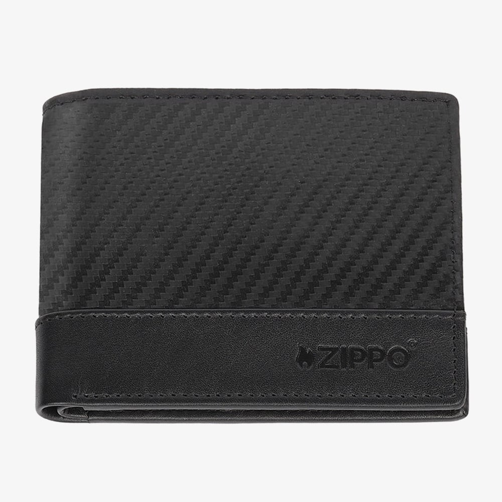 Zippo Carbon Fibre Pattern Black Leather Wallet 2007995