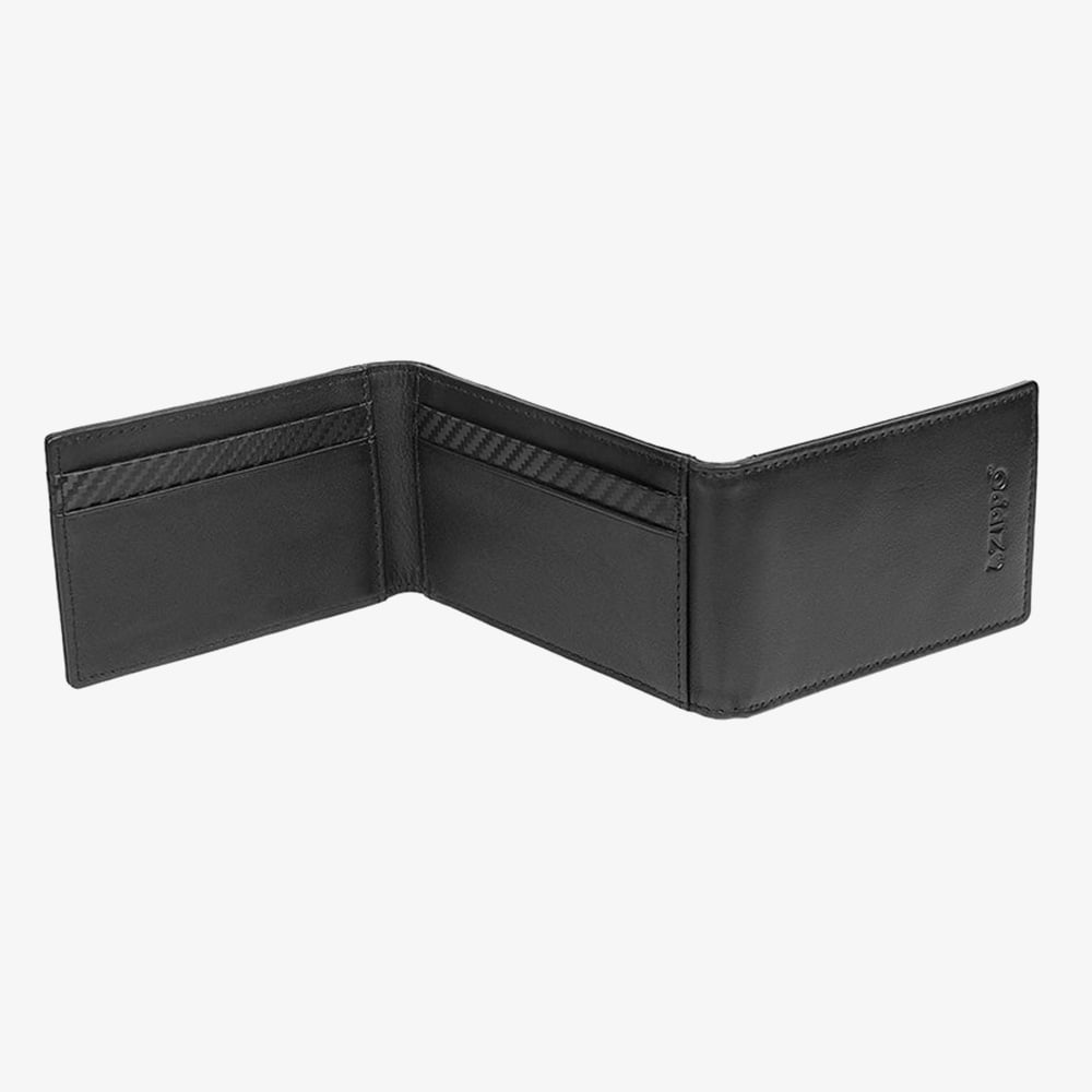 Zippo Carbon Fibre Pattern Fold Out Black Card Holder Wallet 2007998