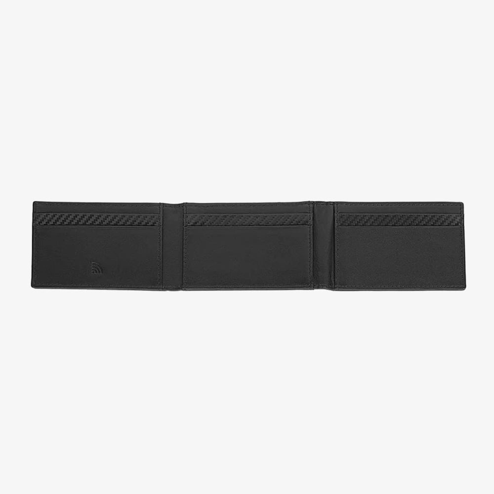 Zippo Carbon Fibre Pattern Fold Out Black Card Holder Wallet 2007998
