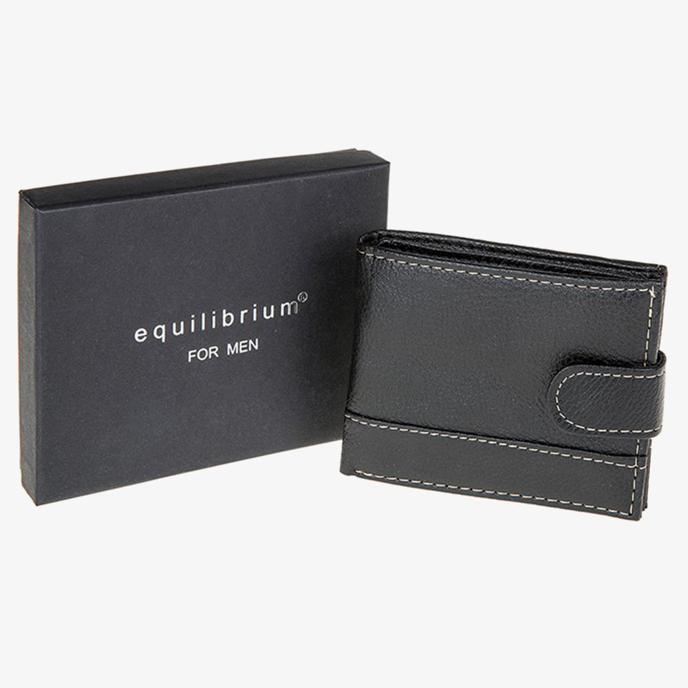 Equilibrium Mens Black Stitched Wallet 59770