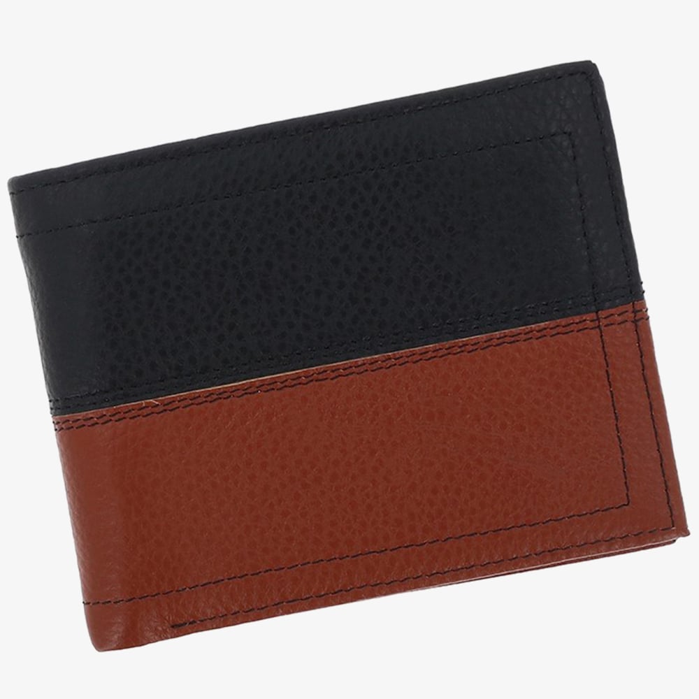 Equilibrium Mens Two Tone Black and Tan Leather RFID Wallet 359835