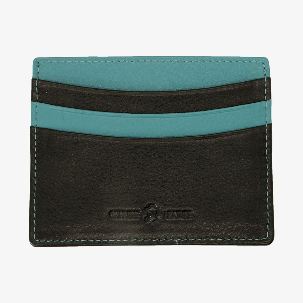 Black & Blue Leather Credit Card RFID Wallet LX-05