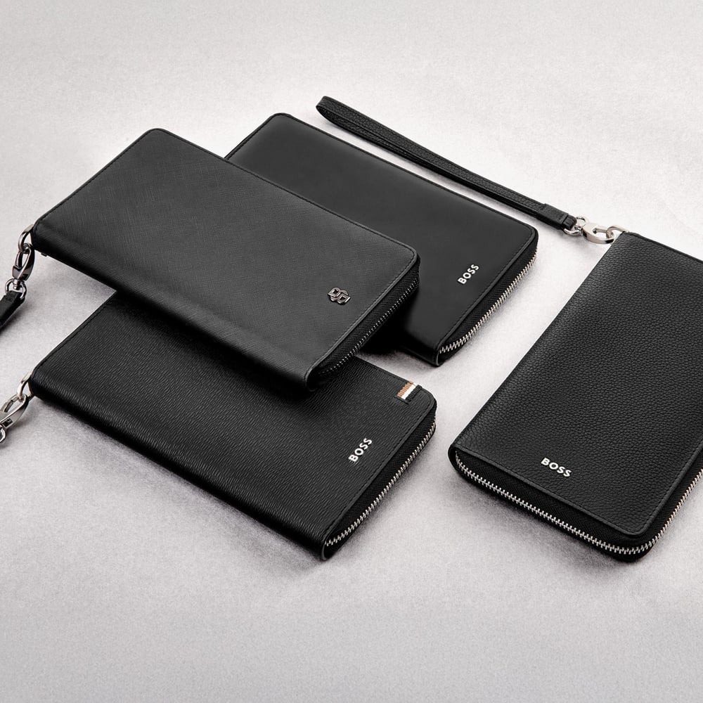BOSS Double B Saffiano Black Wallet HLL526A