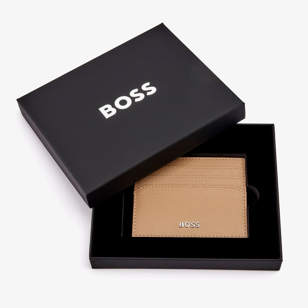 BOSS Classic Grained Camel Card Holder Wallet HLC416X
