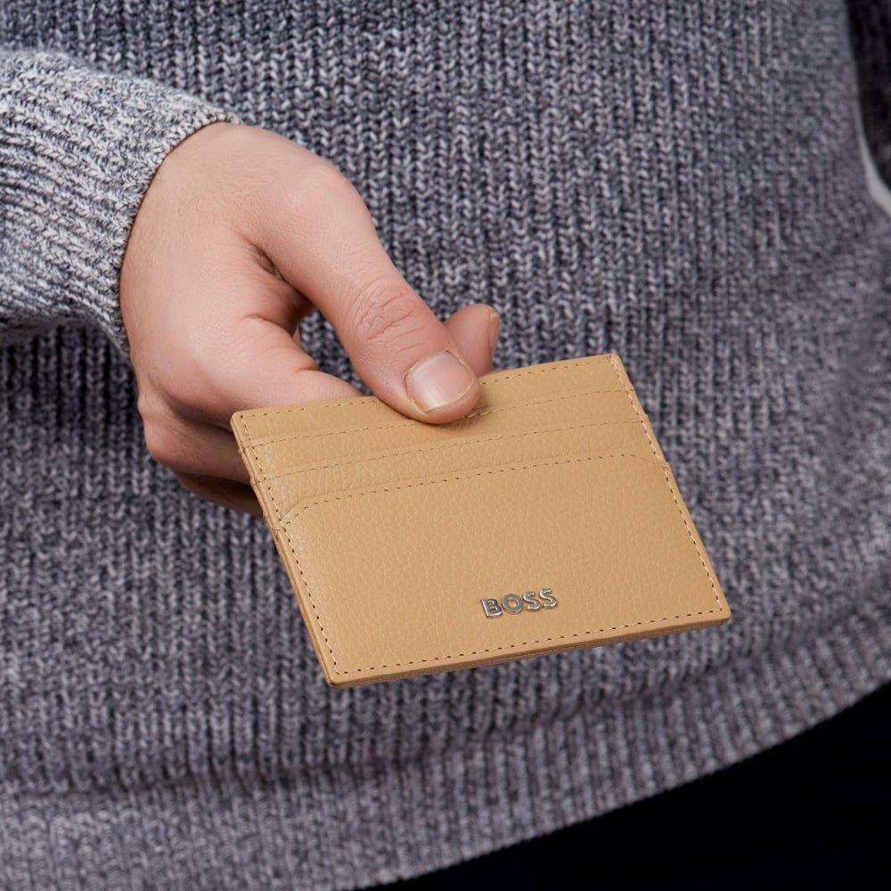 BOSS Classic Grained Camel Card Holder Wallet HLC416X