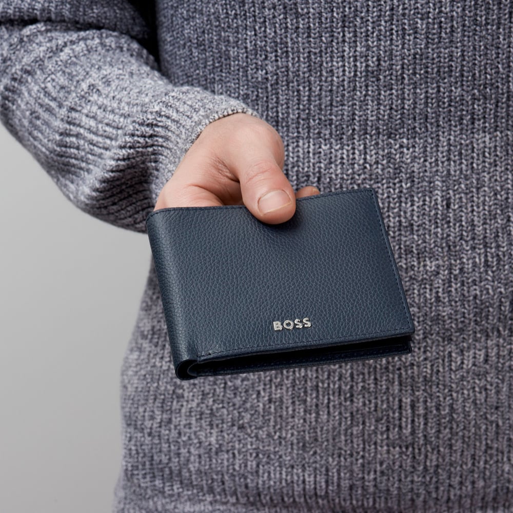 BOSS Classic Grained Navy Money Wallet Wallet HLM416N