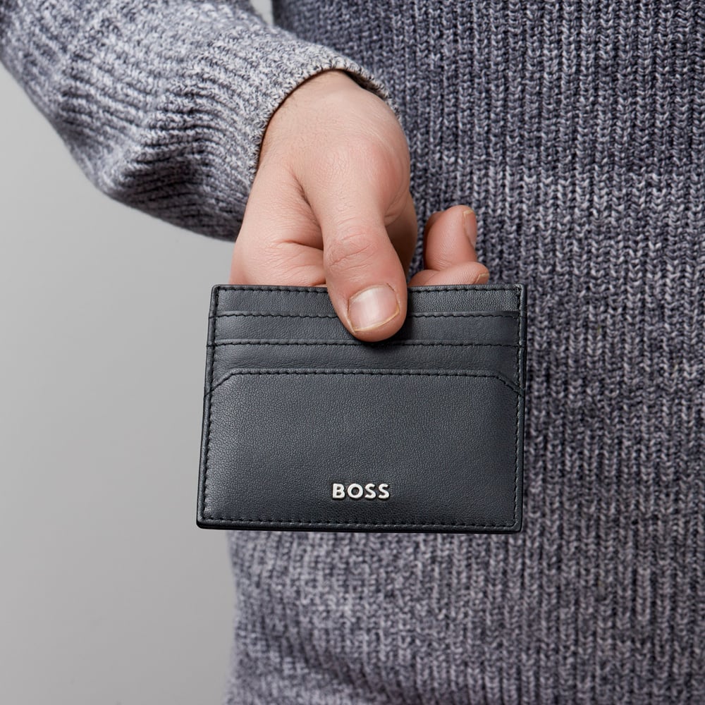 BOSS Classic Smooth Black Card Holder Wallet HLC403A