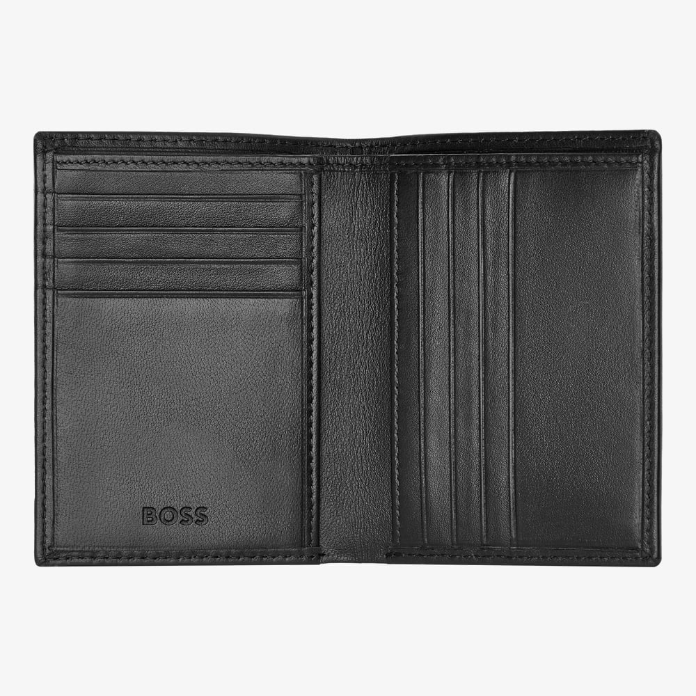 BOSS Classic Smooth Black Folding Card Holder Wallet HLE403A