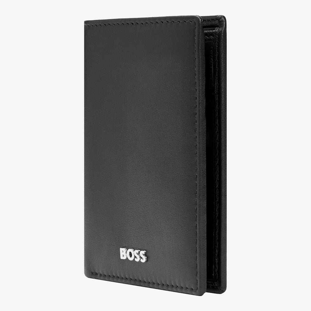 BOSS Classic Smooth Black Folding Card Holder Wallet HLE403A