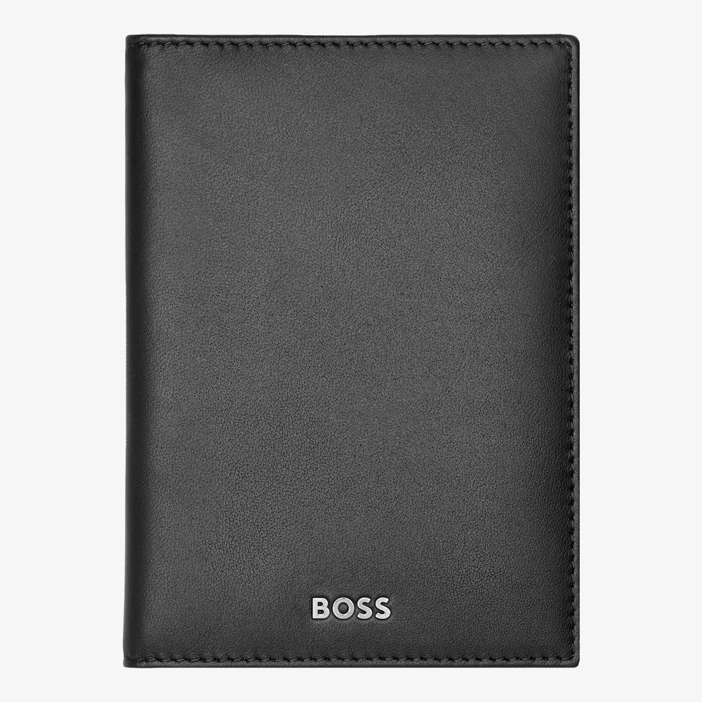 BOSS Classic Smooth Black Folding Card Holder Wallet HLE403A