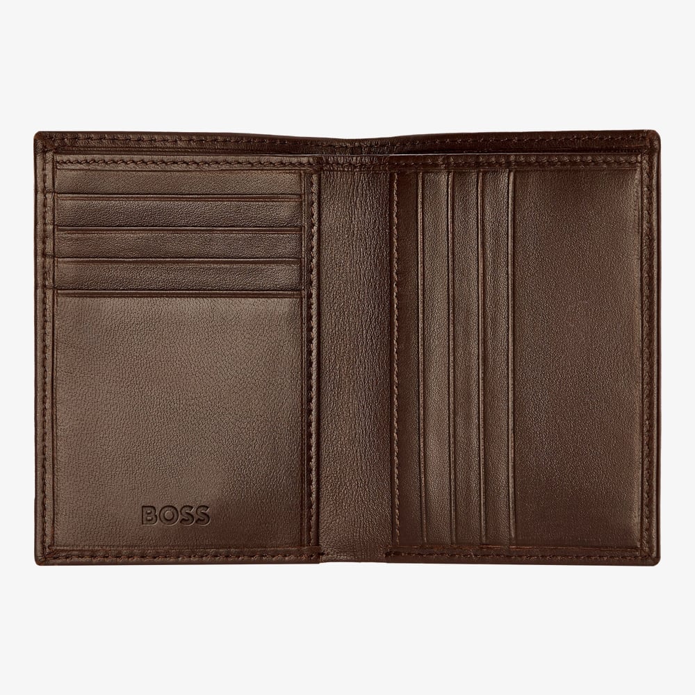 BOSS Classic Smooth Brown Folding Card Holder Wallet HLE403Y