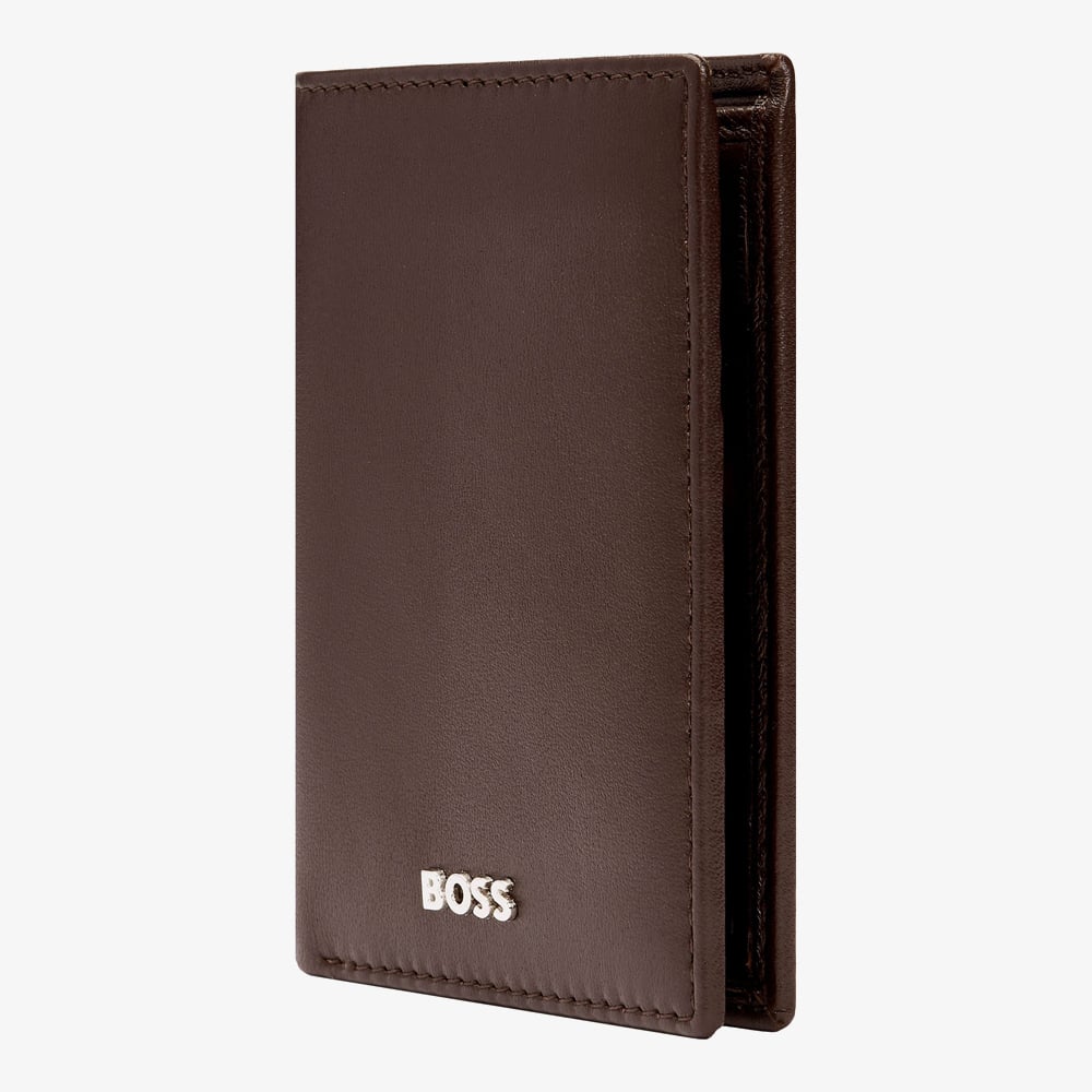 BOSS Classic Smooth Brown Folding Card Holder Wallet HLE403Y