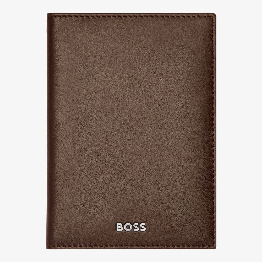 BOSS Classic Smooth Brown Folding Card Holder Wallet HLE403Y