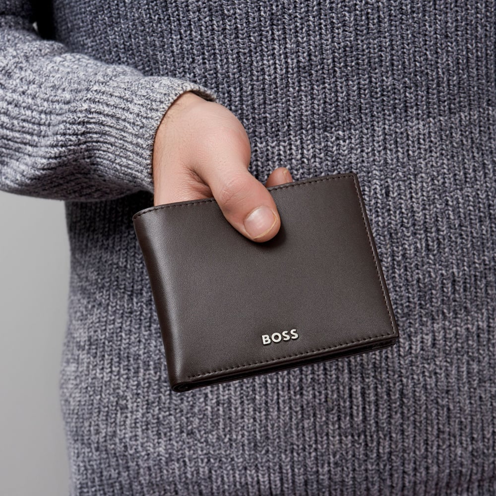 BOSS Classic Smooth Brown Coins Wallet HLM403Y