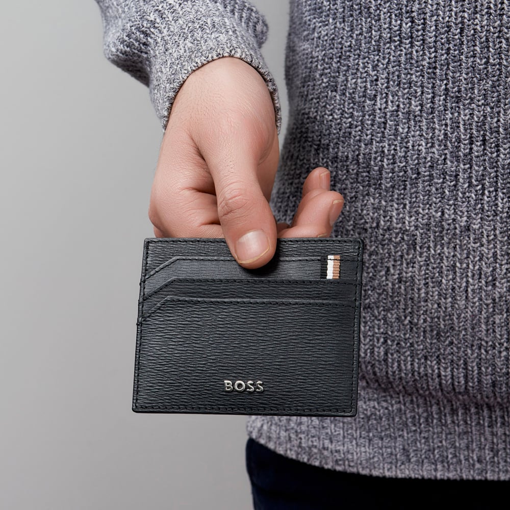 BOSS Iconic Black Card Holder Wallet HLC421A