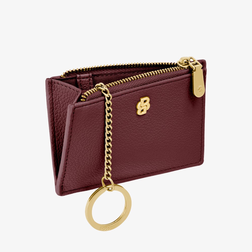 BOSS Signature Lady Burgundy Card Holder Purse HEK616R