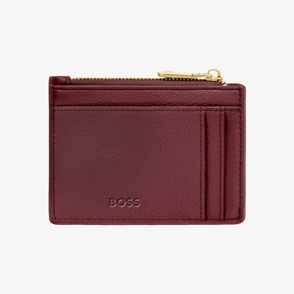 BOSS Signature Lady Burgundy Card Holder Purse HEK616R