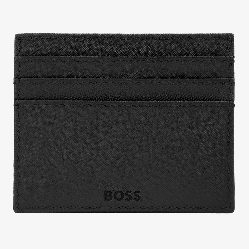 BOSS Double B Saffiano Black Card Holder Wallet HLC526A