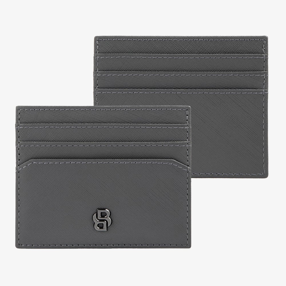 BOSS Double B Saffiano Grey Card Holder Wallet HLC526H