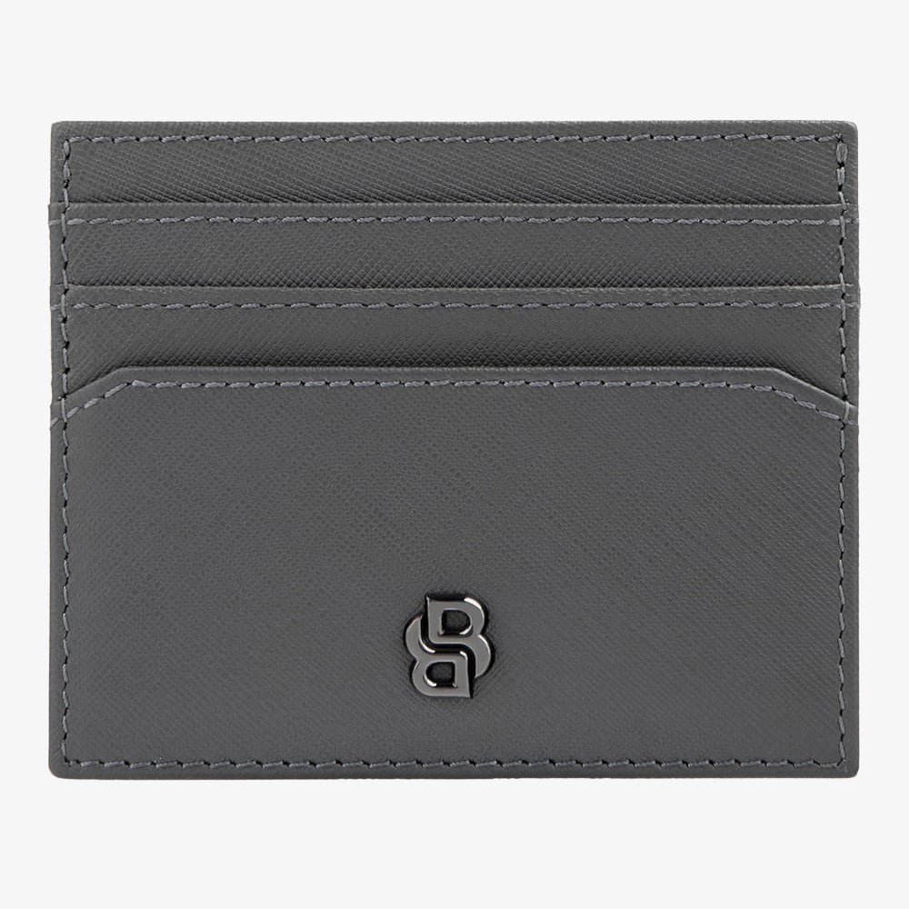 BOSS Double B Saffiano Grey Card Holder Wallet HLC526H