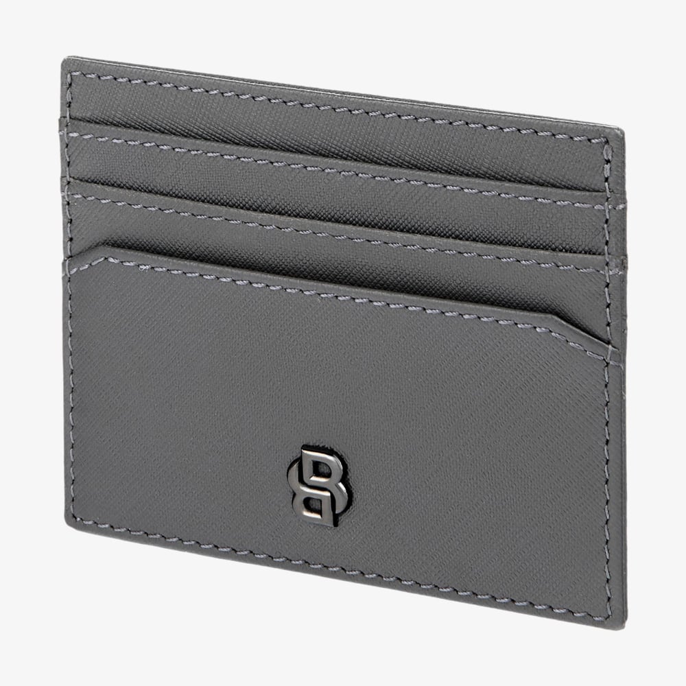 BOSS Double B Saffiano Grey Card Holder Wallet HLC526H