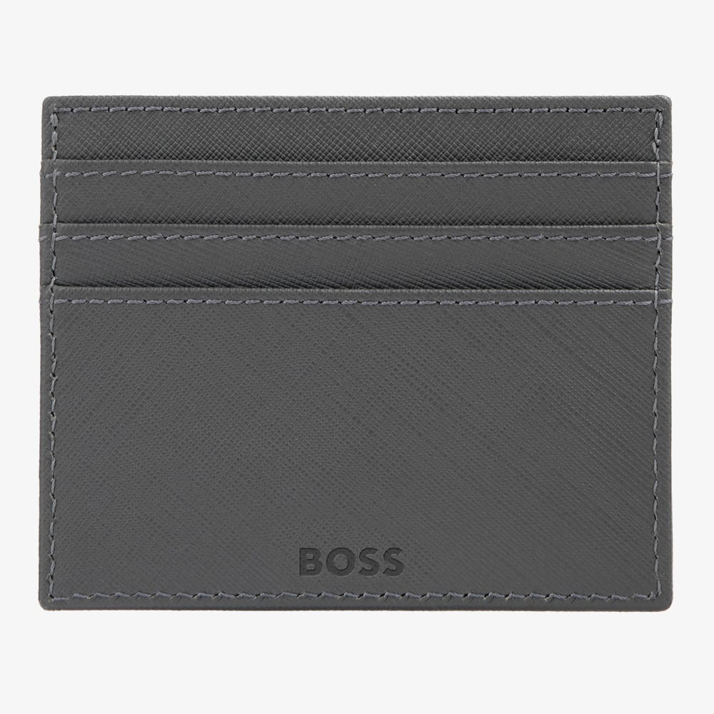 BOSS Double B Saffiano Grey Card Holder Wallet HLC526H