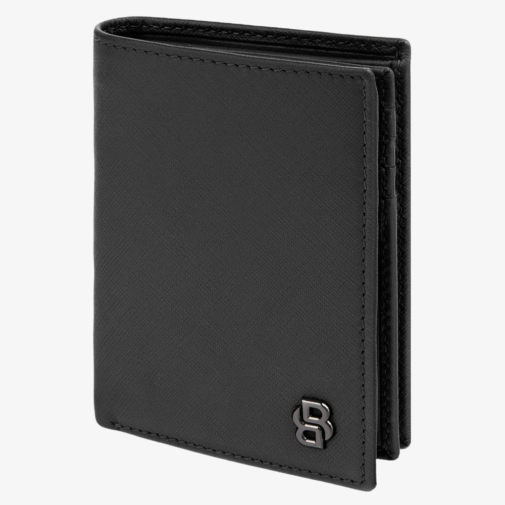 BOSS Double B Saffiano Black Card Holder With Flap HLF526A