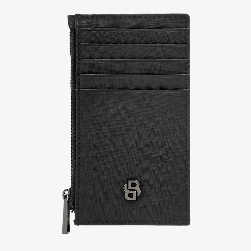 BOSS Double B Saffiano Black Zip Card Holder Wallet HLK526A