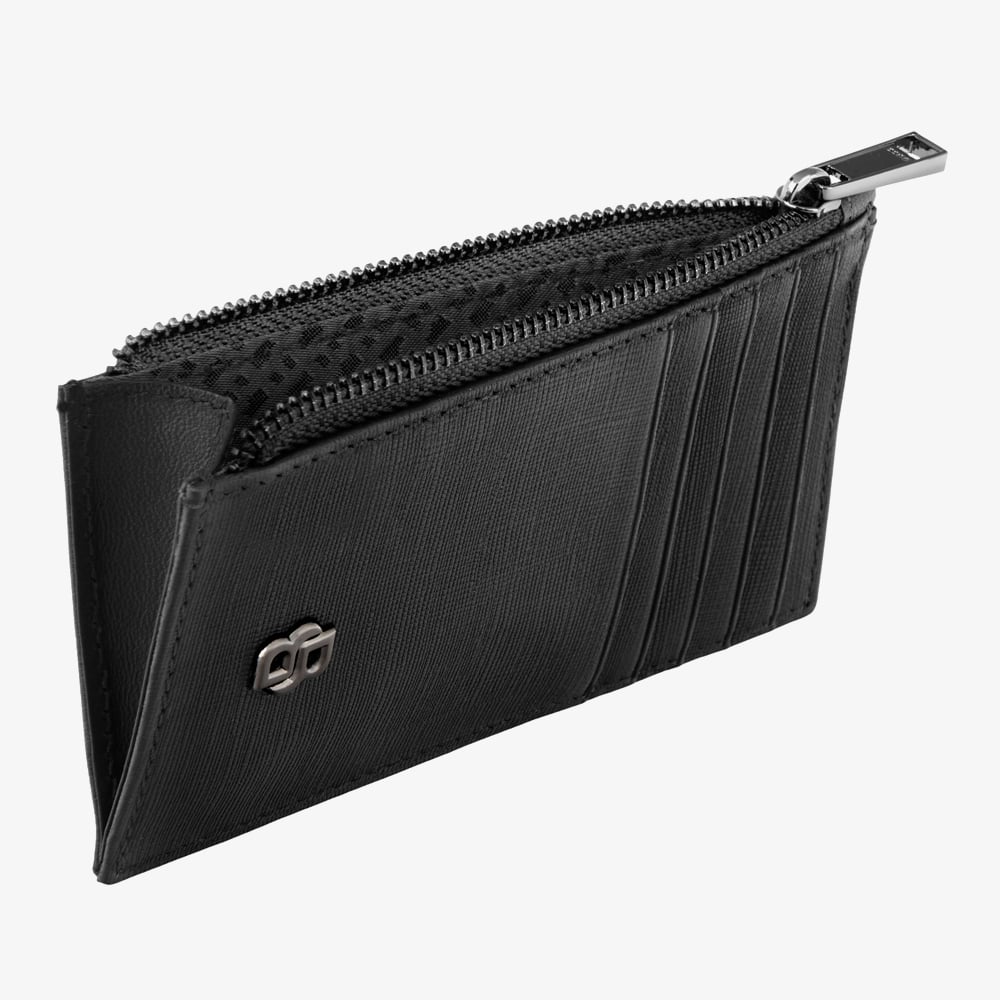 BOSS Double B Saffiano Black Zip Card Holder Wallet HLK526A