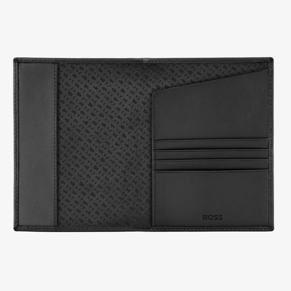 BOSS Double B Saffiano Black Passport Holder HLP526A