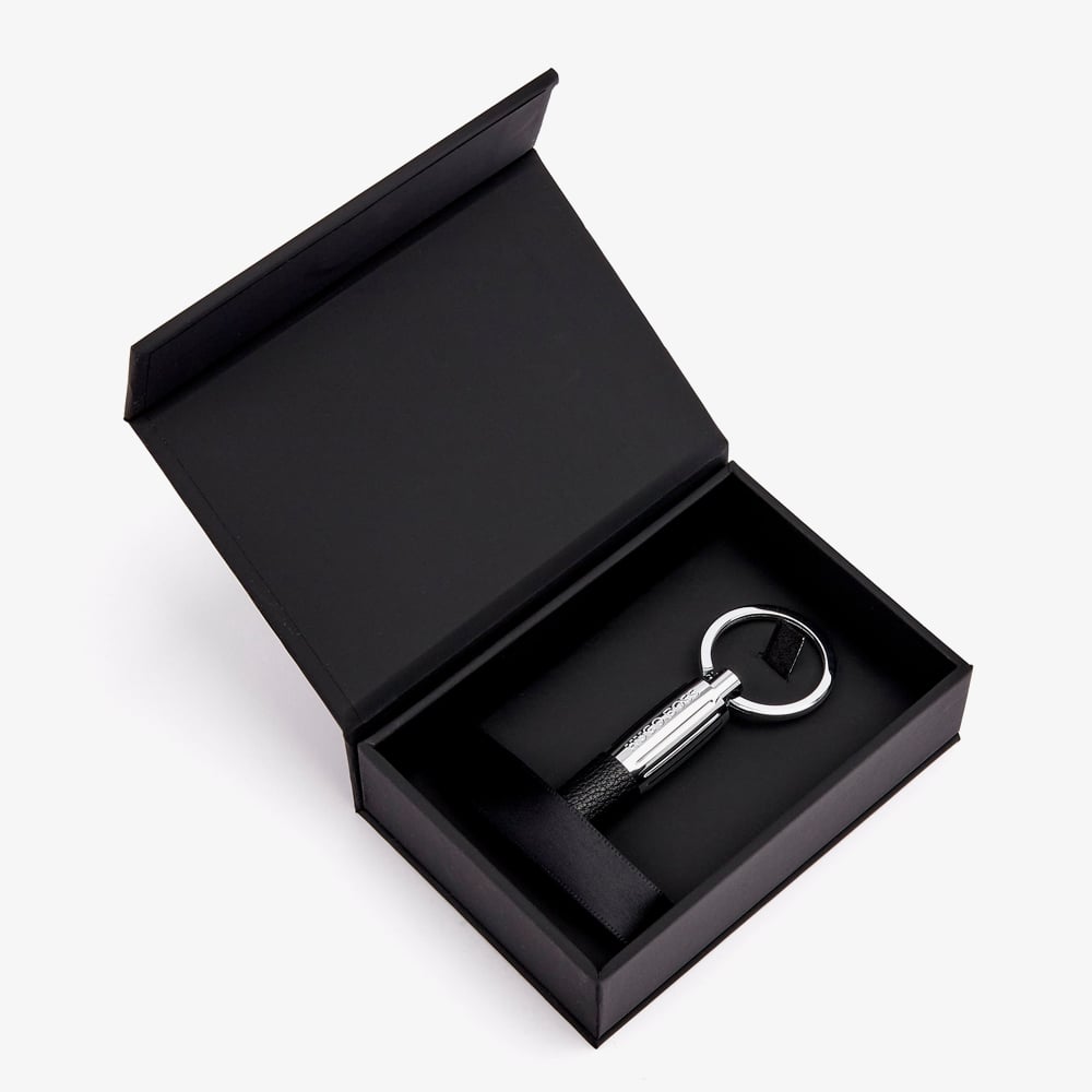 BOSS Pure Iconic Black & Chrome Keyring HAK410A
