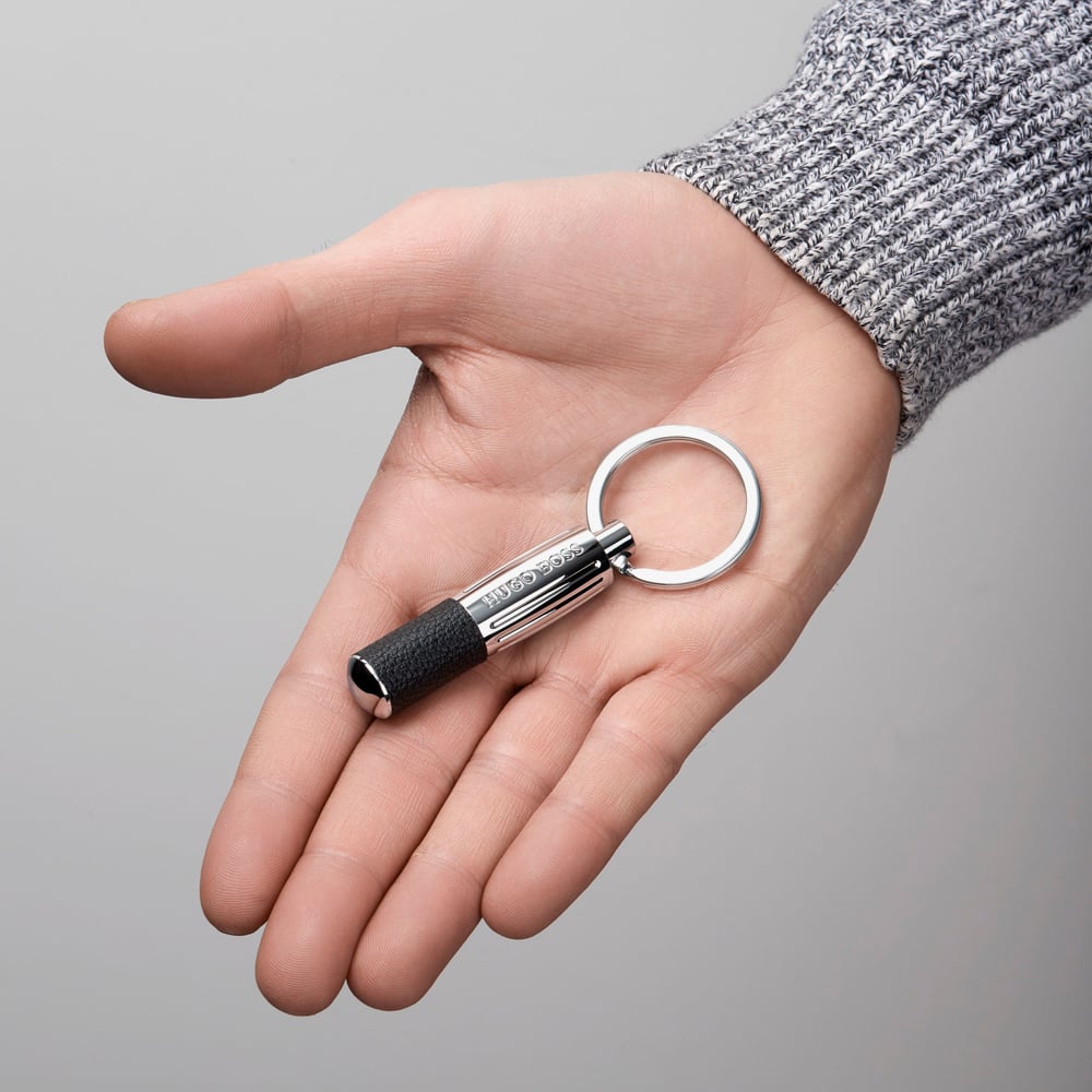 BOSS Pure Iconic Black & Chrome Keyring HAK410A