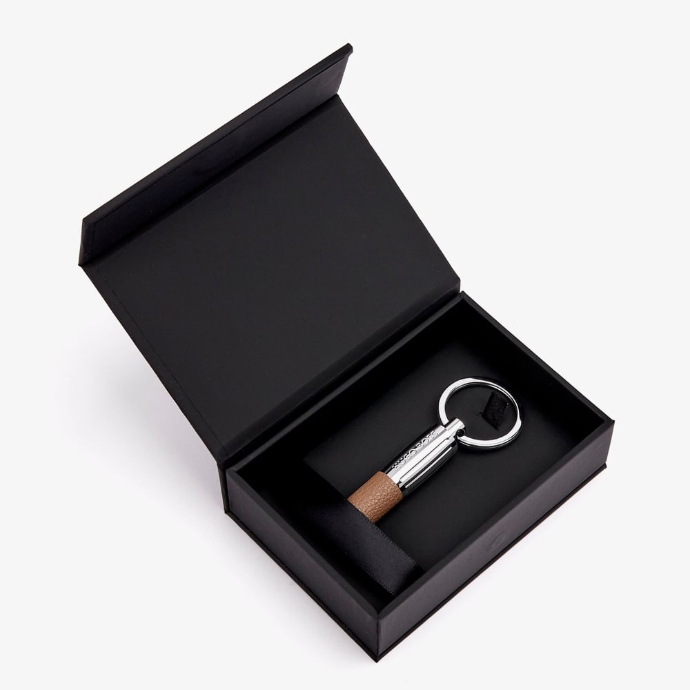 BOSS Pure Iconic Brown & Chrome Keyring HAK410X