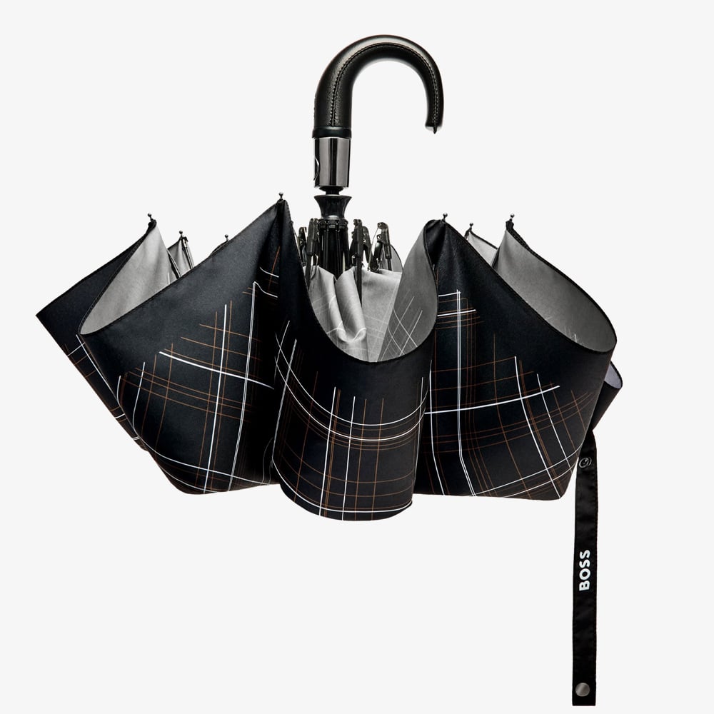 BOSS Checkered Black Pocket Umbrella HUF624A
