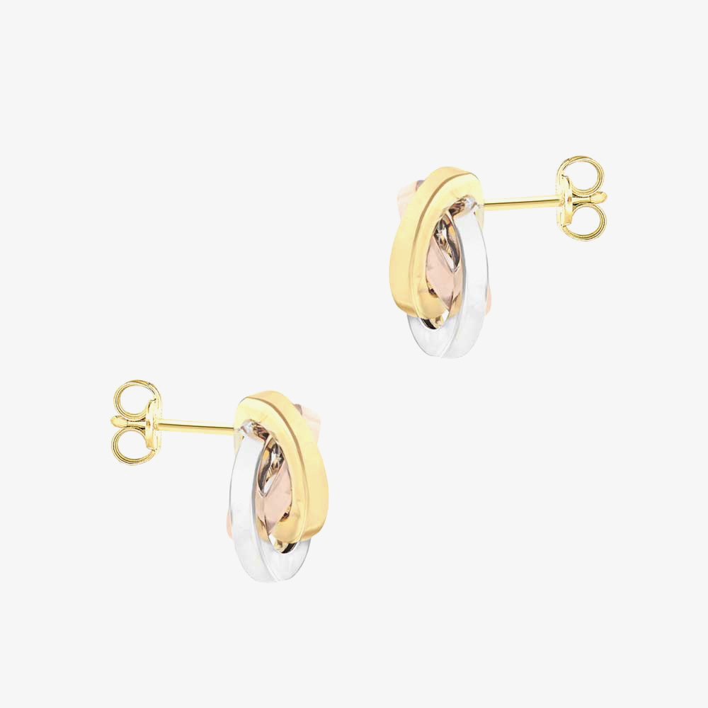 9ct Three Colour Gold Knot Stud Earrings 3.55.8269