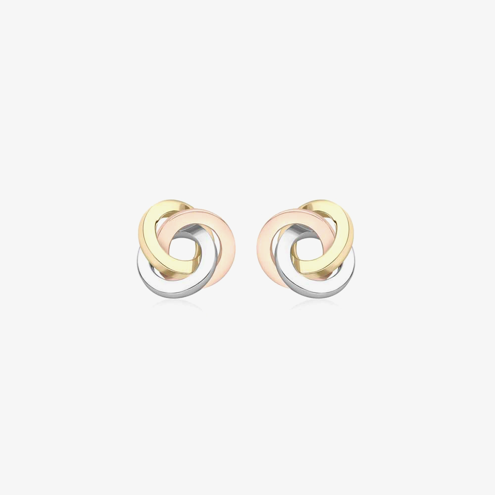 9ct Three Colour Gold Knot Stud Earrings 3.55.8269