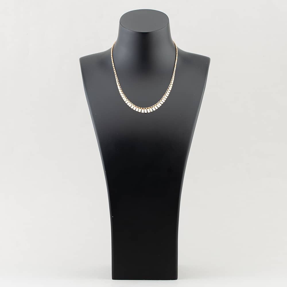 Pre-Owned 9ct Three Colour Gold Graduated 16 Inch Bar Necklace 41021210