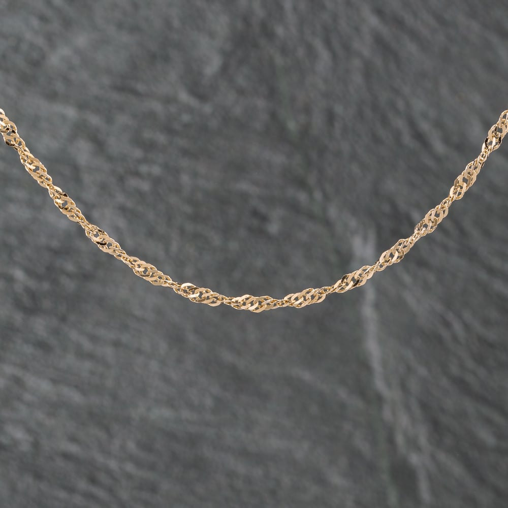 Pre-Owned 9ct Yellow Gold Twisted 16 Inch Curb Chain 41021566