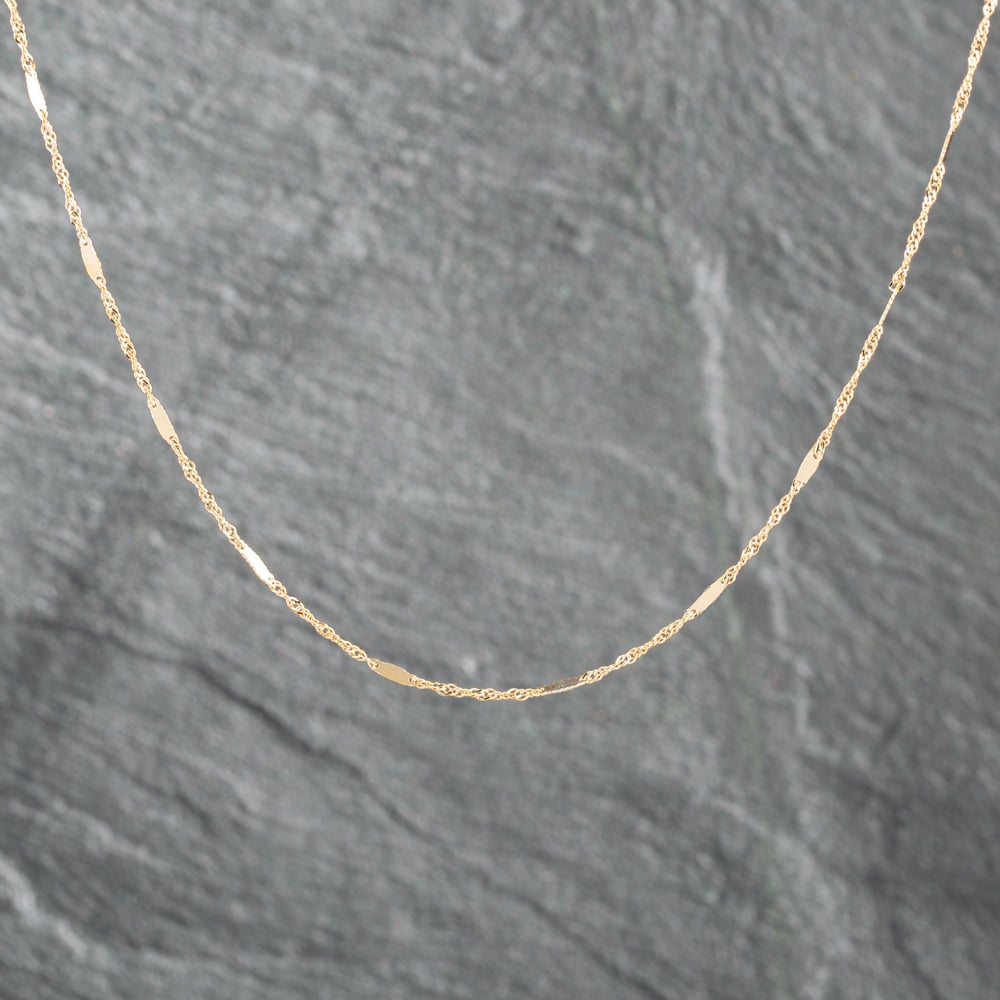 Pre-Owned 9ct Yellow Gold Bar And Twist 18 Inch Chain 41021598