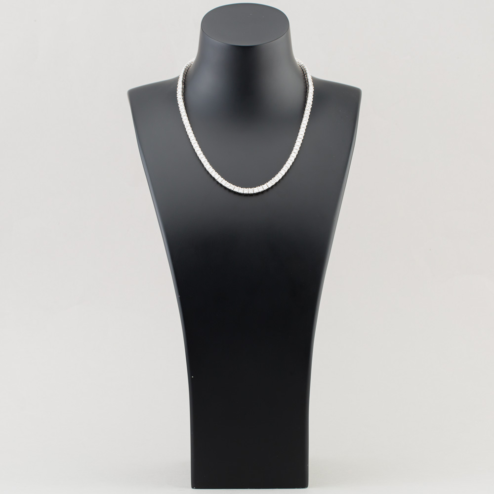 Pre-Owned Platinum 20.00ct Princess Cut Diamond Flexible Graduated 18 Inch Tennis Necklace 41041246